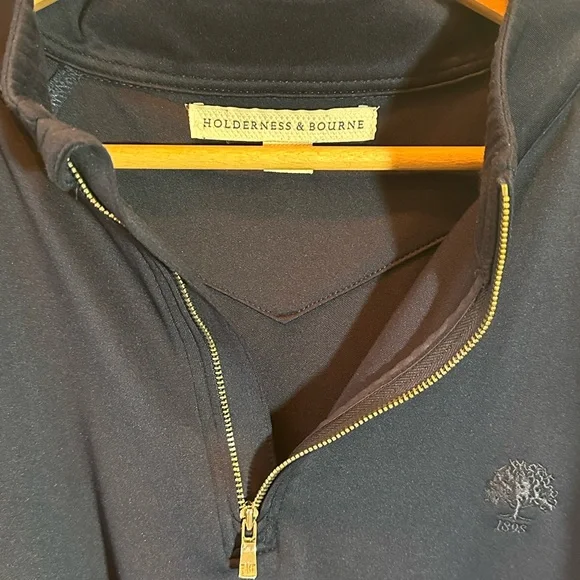 Holderness & Bourne Performance Mens Navy Blue 1/4 Zip Golf Pullover Sz XL